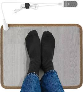 lot 4375 image: Heated Floor Mat for Under Desk, Foot Warmer 15.7x19.7in, 110V, Brown