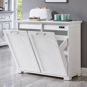 lot 4393 image: $144 OLD CAPTAIN Double Tilt-Out Trash Cabinet, Wooden Kitchen Holder