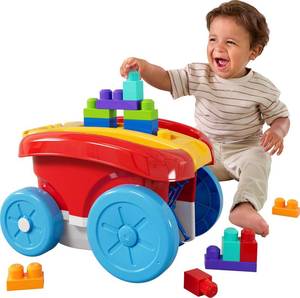 lot 4404 image: MEGA BLOKS Builders Toddler Toy Scooping Pull Wagon, 20 Pieces