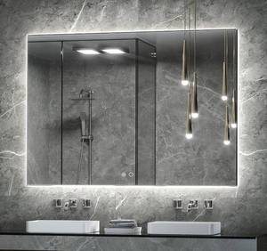 lot 4414 image: $331 Keonjinn 48x36in Backlit Anti-Fog LED Mirror, Tempered Glass