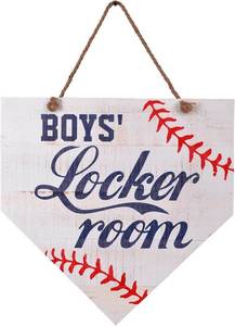 lot 4448 image: NIKKY HOME Vintage Boys Locker Room Baseball Wooden Plaque, White