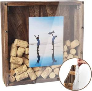 lot 4467 image: JACKCUBE DESIGN Rustic Wood Wine Cork Shadow Box 11.5 x 11.5