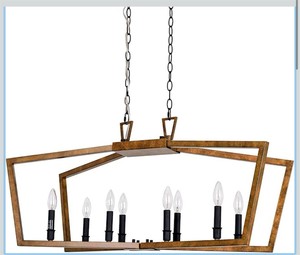 lot 4493 image: Retro bronze geometric chandelier, 8-light antique brown L 37 x W 13