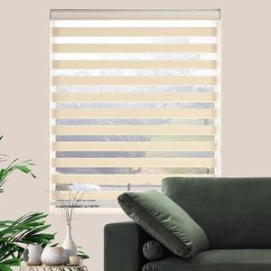 lot 4499 image: Zebra Blinds for Windows, Free-Stop Zebra Shades, 23x72 Cream