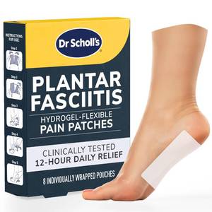 lot 56869 image: Dr. Scholls Plantar Fasciitis Pain Patches with Hydrogel Flexible Technology, 8 Ct  Clinically Tested 12-Hour Daily Pain Relief - Contours to Your Foot - with Lidocaine & Menthol, 8 Treatments - Retail $9