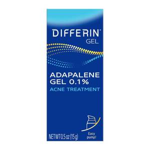 lot 56906 image: Differin Acne Treatment Gel, 30 Day Supply, Retinoid Treatment for Face with 0.1% Adapalene, Gentle Skin Care for Acne Prone Sensitive Skin, 15g Pump (Packaging May Vary) - Retail $13