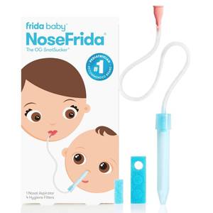 lot 56930 image: Frida Baby NoseFrida SnotSucker for Baby, Nasal Aspirator for Baby, Nose Sucker Baby Nasal Aspirator & 4 Hygiene Filters to Help Baby Breathe Easy - Retail $15
