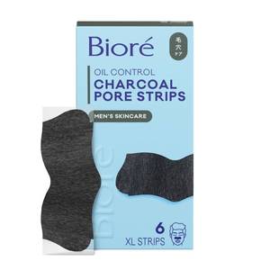 lot 56939 image: Bior� Charcoal Deep Cleansing Pore Strips for Men, Nose Strips for Blackhead Removal on Oily Skin, Features C-Bond Technology with Instant Pore Unclogging, 4 Count - Retail $7