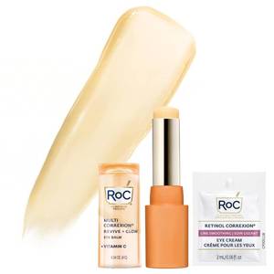 lot 56953 image: RoC Multi Correxion Revive  Glow Eye Balm with Vitamin C (0.14 oz)  Retinol Eye Cream Packette - Retail $27