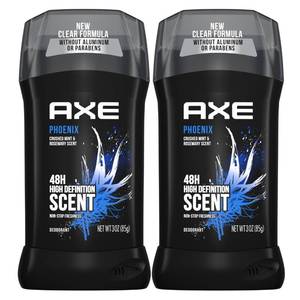lot 56966 image: AXE Dual Action Deodorant Stick For Long Lasting Odor Protection, Phoenix Crushed Mint & Rosemary Mens Deo, Aluminum Free 3oz Twin Pack - Retail $9