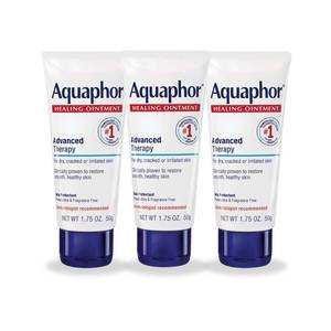 lot 56972 image: Aquaphor Advanced Therapy Healing Ointment, Hypoallergenic, Fragrance Free Body Moisturizer for Dry Skin and Minor Wound Care, Travel Size Skin Care Set, 1.75 Oz Tube, Pack of 3 - Retail $17