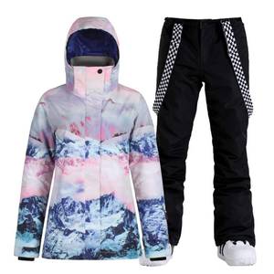 lot 56986 image: Womens Ski Jacket and Pants Snowboarding Snowsuit Coat Warm Hooded Insulated Waterproof Windproof, Mountain Black M - Retail $140
