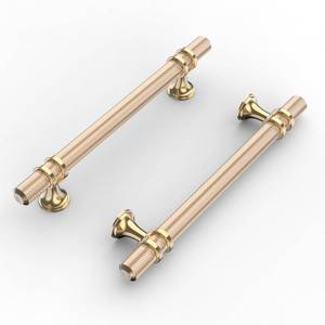 lot 56990 image: 10 Pack 5(128mm) Champagne Bronze Cabinet Pulls Knurled Kitchen Cabinet Handles Drawer Pulls Gold Cupboard Hardware for Cabinets - Retail $38