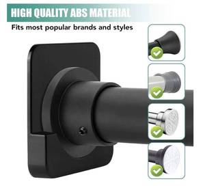 lot 57013 image: 2 Pack Black Shower Curtain Rod Holder for Wall Mount  Adhesive Shower Rod Tension Retainer - Retail $5