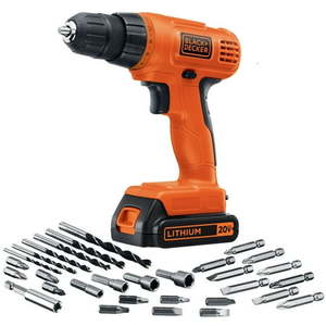 lot 57019 image: Black Decker LD120VA 20-Volt MAX Lithium-Ion DrillDriver with Accessories, BAD BATTERY ERROR. - Retail $60
