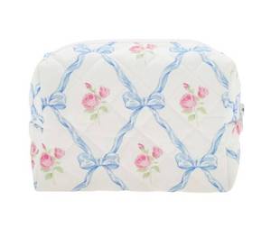 lot 57032 image: Unique Bargains Rectangle Bow Makeup Bag Blue - Retail $20