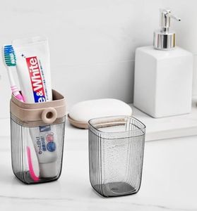 lot 57033 image: Gray Toothbrush Travel Case, Portable Leakproof Travel Soap Container Dish Tray, 7.88 inch Toothpaste Toothbrush Holder with Cover for TripBathroomCamping - Retail $15