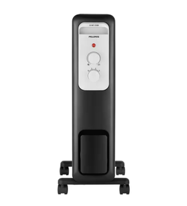 lot 8 image: Pelonis Black Oil Filled Radiator Space Heater with Wheels - Retail $85
