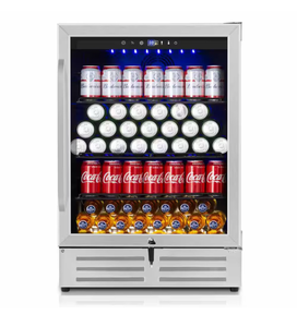 lot 19 image: Stainless Steel Beverage Refrigerator with Glass Door and LED Lighting - Retail $600
