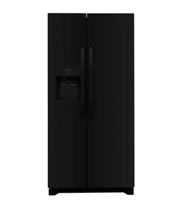 lot 25 image: Frigidaire Black Side-by-Side Refrigerator with Water and Ice Dispenser - Retail $1,400