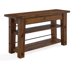 lot 29 image: 54 in. Brown Wood Rectangle 2-Shelve Table - Retail $500