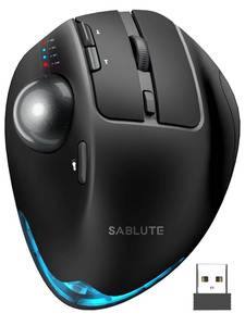 lot 16976 image: SABLUTE MAM1 Pro Ergonomic Wireless Trackball Mouse, Adjustable 0°18° Angle, Thumb Control, Quiet Clicks, 3 Multi-Device Bluetooth & USB Receiver, Rechargeable Mouse for Office, Windows Mac - Retail $40