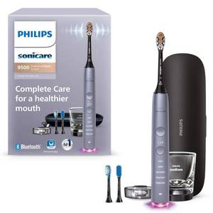 lot 16979 image: Philips Sonicare DiamondClean Smart 9500 Electric Toothbrush, Sonic Toothbrush with App, Pressure Sensor, Brush Head Detection, 5 Brushing Modes and 3 Intensity Levels, Grey, Model HX992341 - Retail $280