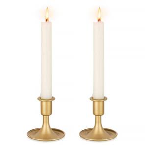 lot 29522 image: Inweder Gold Taper Candle Holder Vintage Small Candle Sticks Holder Decor Brass Candlestick Holders for Home Dinning Table Wedding Centerpiece Holiday Party Chrismas Mantel Set of 2 - Retail $7