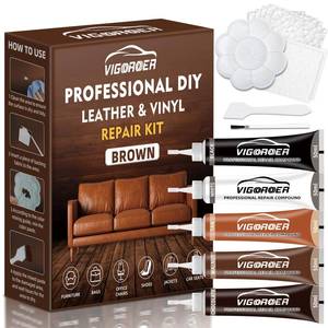 lot 29554 image: Brown Leather Repair Kit for Furniture, Leather Couch Repair Kit for Car Interior, Sofa, Purse and Jacket, Restore Any Material with Super Easy Instructions to Fix Scratches, Tears, Holes, Peeling - Retail $16