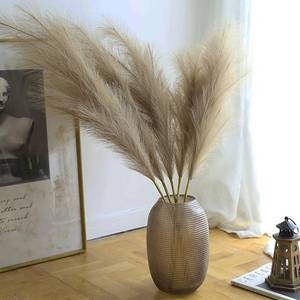 lot 29578 image: Wttisel 38 10 Stems Faux Pampas Grass Decor - Tall Pampas Grass for Floor Vase Fluffy Artificial Pampas Grass for Boho Home Wedding Mothers Day Decoration Brown - Retail $21