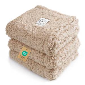 lot 31456 image: 1 Pack 3 Calming Blankets Fluffy Premium Fleece Pet Blanket Soft Sherpa Throw for Dog Puppy Cat Beige Medium (30 x20) - Retail $26