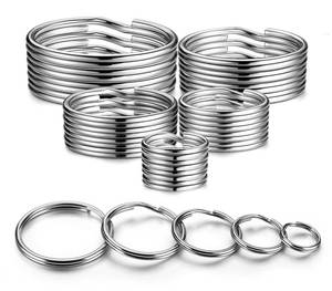 lot 31475 image: YHYZ Split Key Ring Circle Assorted, Metal Keyring Durable in 5 Sizes (Small 12 inch, 34 inch,1 inch, 1.25 inch, Large 1.38 inch), for Dog Pet Collar DIY Tag Jewelry Car Key (Sliver, Alloy Steel) - Retail $5
