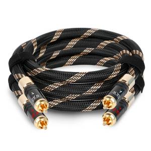 lot 31478 image: SKW Audiophile Series Locking RCA Cable, 2RCA Male to 2RCA Male Hi-Fi Interconnect Cord, 4.9ft1.5M, 10mm Diameter (Secure Fit for Home Theater & Stereo Systems) - Retail $60