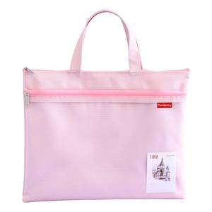 lot 31492 image: Pendancy Mesh Zipper Pouch 11x13.7 in, Large Double Pocket Waterproof File Bag with Handle, A4 Size Foldable Document Storage for Puzzle ProjectCross StitchTravelOffice Pink - Retail $10