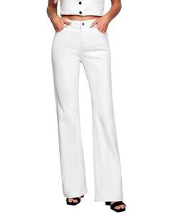 lot 32409 image: GRAPENT High Waisted Stretch Jeans Cream White Size 12-14 Wide Leg Pants - Retail $29