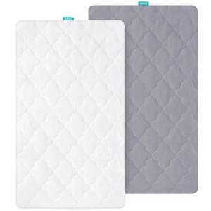 lot 32411 image: Bassinet Mattress Pad Cover Waterproof, Fits 19 x 33 Baby Delight, BabyBond, YADAQE, KoolaBaby, Angelbliss, Cowiewie, Maxi COSI, and Dream On Me SkylarLotus Bassinet, Ultra Soft, 2 Pack - Retail $18