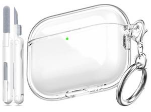 lot 32424 image: MHYALUDO for AirPods Pro 3 Clear Case 2025, Military-Grade Shockproof, Soft TPU Highly Transparent Anti-Yellowing for AirPods Pro 3 Case with Cleaning Kit & Cute Round Buckle, Clear White - Retail $8