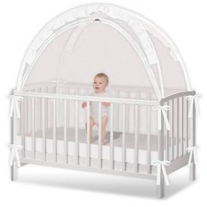 lot 32430 image: Crib Tent - Crib Net to Keep Baby in, Stop Baby from Climbing Out of Crib, Pop Up Crib Tent with Durable Breathable Net Double Zipper Strong Rods Installation Convenience - Retail $40