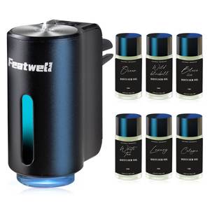 lot 32434 image: Featwell Car Air Freshener, Three Adjustable Modes Intelligent Car Aroma Diffuser, Rechargeable Car Aroma Diffuser, Black - Retail $19