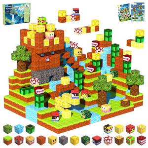 lot 32442 image: SSAWER Magnetic Blocks, Magnetic Tiles Building Blocks, Magnet Cubes STEM Sensory Game Toys Christmas Birthday Gifts for Kids Boys Girls Age 3 (Forest) - Retail $10