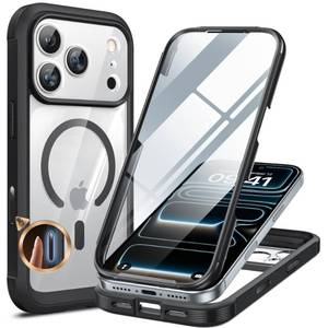 lot 32445 image: Miracase for iPhone 17 Pro Max Case 6.9 Full-Body Phone Case with Built-in Glass Screen Protector& Full Camera Protector, Camera Control Magnetic with MagSafe Drop Proof 17 ProMax Cover, Black - Retail $18