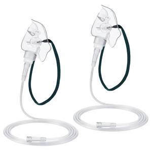 lot 32450 image: Geiserailie 2 PCS M (Pediatric) Oxygen Mask with 6.6 Ft Tubing and Adjustable Elastic Strap, Adult Oxygen Mask with Tubing, Transparent Masks for Face Adult - Retail $9