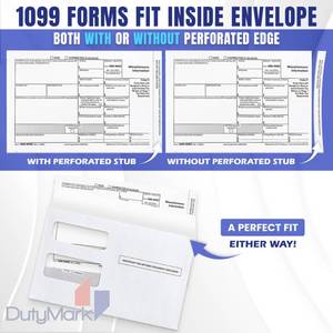 lot 32453 image: 100 Tax 1099 Envelopes Self-Seal For 1099 MISC, 1099-R & DIV - INT, 1095, 1098, Double-Window Security tinded, For Quickbooks or Tax Software - 5 58 Inch x 9 Inch, 100 Envelopes - Retail $38