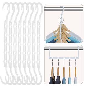 lot 49032 image: HOUSE DAY Closet Organizers and Storage, 8 Pack Magic Hangers Space Saving Clothes Hangers, Sturdy Plastic Hangers with 5 Holes for Wardrobe Closet Organization, College Dorm Room Essentials - Retail $9