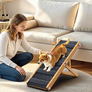 lot 49038 image: Pawaboo Foldable Dog Ramp for Couch, Portable Stable Pet Step with Non-Slip Pad, Small Dog Ramp for Sofa, 4 Adjustable Height from 13 to 21 - Retail $70