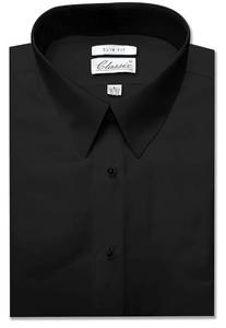 lot 49046 image: OmegaTux Mens Slim Microfiber Tuxedo Dress Shirt Laydown Collar, Non Pleat (BLK -17.5-37) - Retail $27