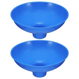 lot 49050 image: Vesici 2 Pack Extra Large Wide Mouth Funnel 2.5 x 10 Multi Purpose Filling Funnel Plastic Reusable for Water Softener Resin Tanks Carbon Media Jar Filling Use (Blue) - Retail $23