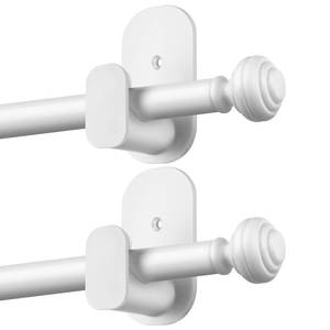 lot 49056 image: KAMANINA Curtain Rods No Drilling for Windows 32 to 86 Inches, 58 Inch Renter Friendly Curain Rod without Drilling with 3M Adhesive Brackets, White 2 Pack - Retail $31