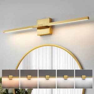 lot 49067 image: CCYCOL Gold Bathroom Vanity Light Fixtures - 30 inch Rotatable Modern 5CCT LED Vanity Lights for Bathroom Lighting Fixture Over Mirror Dimmable Bathroom Wall Sconce - Retail $62