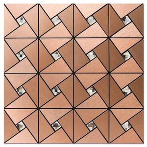 lot 49072 image: Art3d 10-Sheet Peel and Stick Backsplash Metal Mosaic Tiles for Kitchen Wall Decor, Stick on Aluminum Composite Tiles Stikers, Copper Windmill Puzzle Glass Mixed - Retail $35